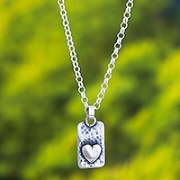 Sterling silver pendant necklace, 'Special Love' - Handmade Heart-Themed Pendant Necklace from Peru