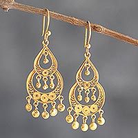 Gold-plated filigree earrings, 'Chantilly Chandelier' - 24k Gold-Plated Filigree Earrings