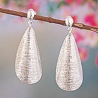 Sterling silver dangle earrings, 'Glorious Petal' - Sterling Silver Petal Dangle Earrings Handcrafted in Peru