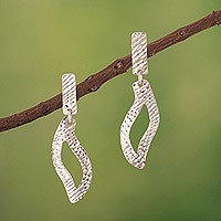 Sterling silver dangle earrings, 'Eternal Shimmer' - Modern Sterling Silver Dangle Earrings with Openwork Accent