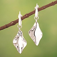 Sterling silver dangle earrings, 'Natural Luminosity' - Modern Sterling Silver Dangle Earrings with Polished Finish