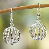 Sterling silver dangle earrings, 'Taxco Trends' - Hand Crafted Modern Sterling Silver Dangle Earrings