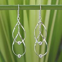 Sterling silver dangle earrings, 'Fabulous' - Hand Made Modern Sterling Silver Dangle Earrings