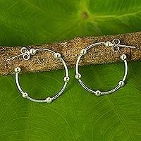 Sterling silver half-hoop earrings, 'Cosmos' (1 inch) - 1-Inch Sterling Silver 925 Half Hoop Earrings with Posts