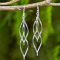 Sterling silver dangle earrings, 'Ribbon Helix' - Contemporary Design Dangle Earrings in Sterling Silver