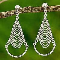 Sterling silver chandelier earrings, 'Grand Dame' - Thai Artisan Crafted Sterling Silver Chandelier Earrings