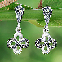 Sterling silver dangle earrings, 'Beautiful Infinity' - Infinity Motif Sterling Silver Dangle Earrings from Thailand