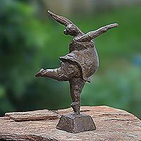 Brass sculpture, 'Rehearsal' - Thai Brass and Iron Ballerina Sculpture