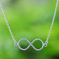 Sterling silver pendant necklace, 'Infinite Charm' - Sterling Silver Infinity Pendant Necklace Made in Thailand