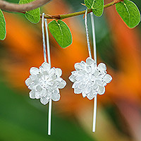 Sterling silver drop earrings, 'Chic Blossom' - Flower-Shaped Sterling Silver Drop Earrings from Thailand