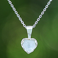 Moonstone pendant necklace, 'Heart of Belief' - Heart-Shaped Moonstone Sterling Silver Pendant Necklace