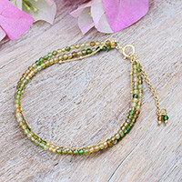 Gold-accented tourmaline beaded strand bracelet, 'Creativity Reflections' - 24k Gold-Accented 6-Carat Tourmaline Beaded Strand Bracelet