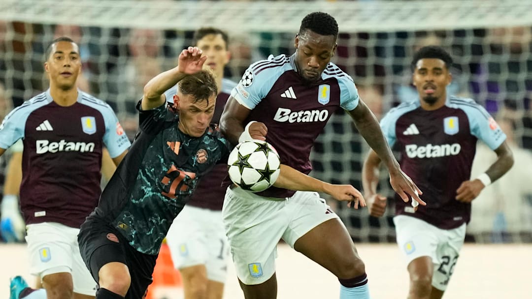 Jhon Durán (front right) scored the winner for Aston Villa against Bayern Munich in Champions League.