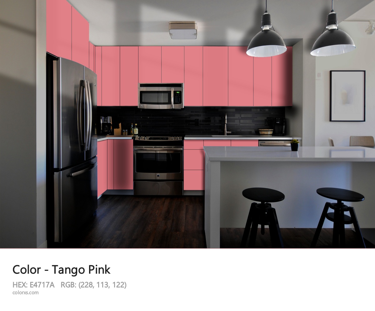 Tango Pink Color modular kitchen design