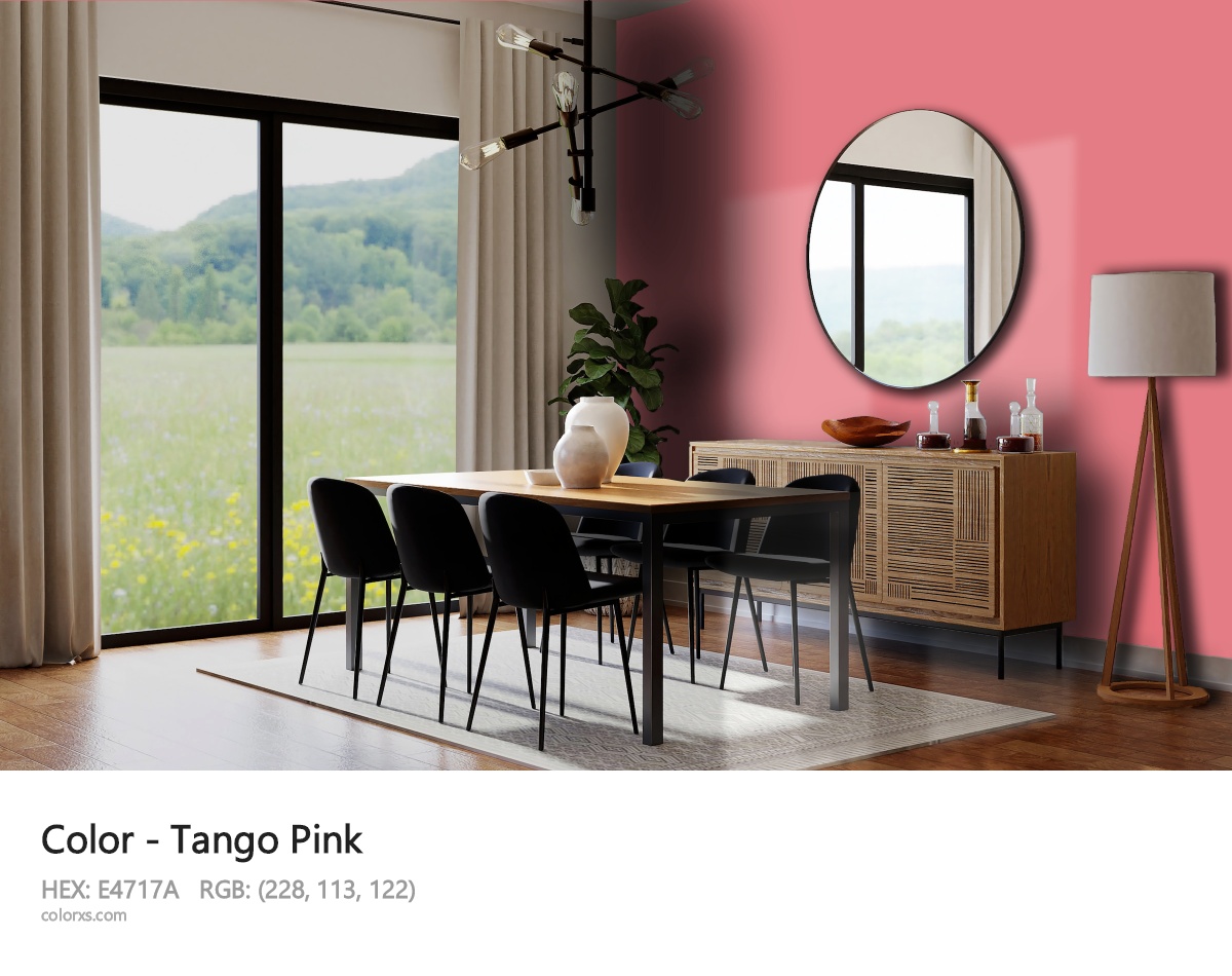 Tango Pink Color dining room design