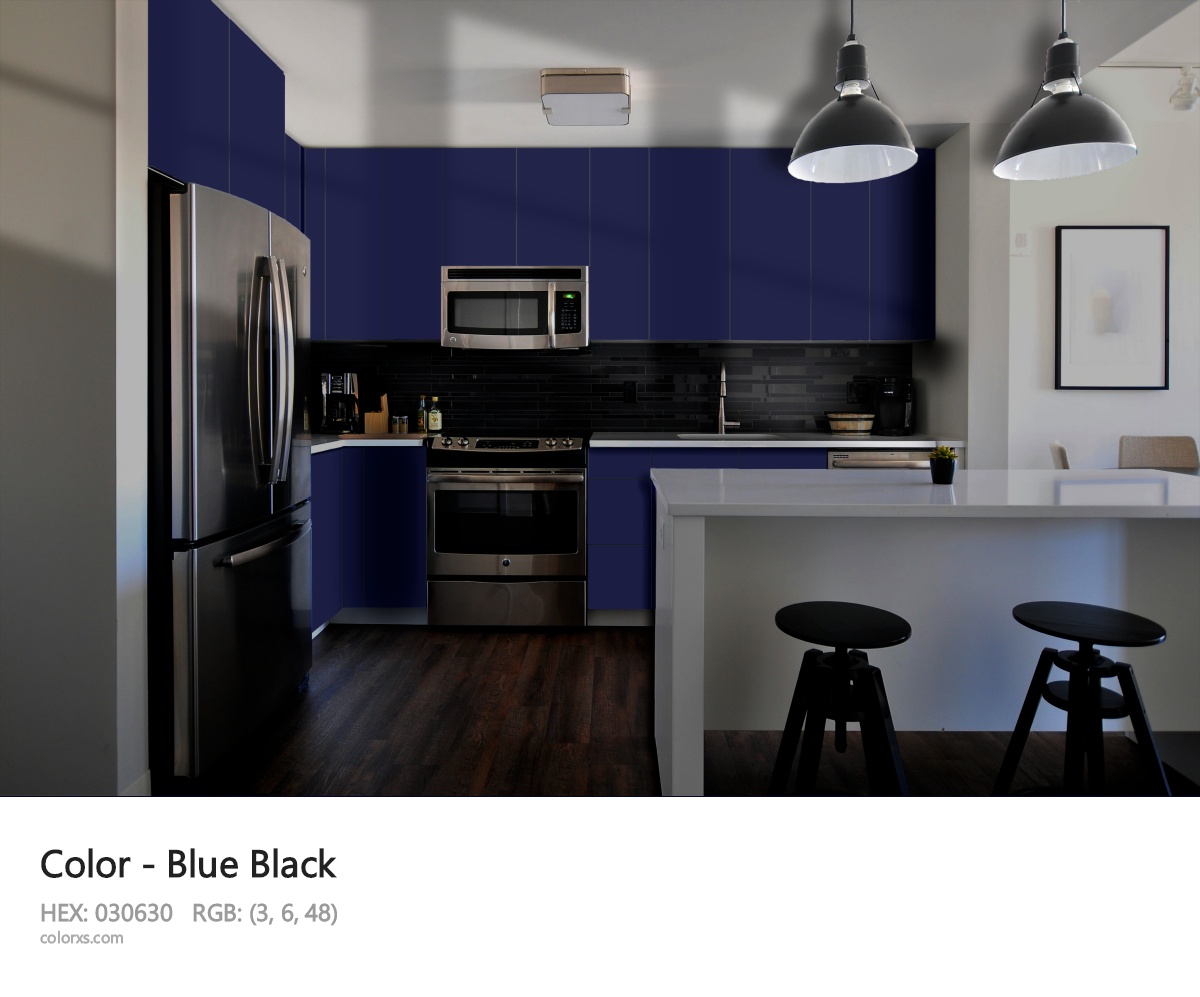 Blue Black Color modular kitchen design