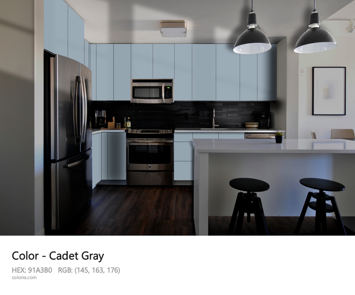 Cadet Gray Color modular kitchen design