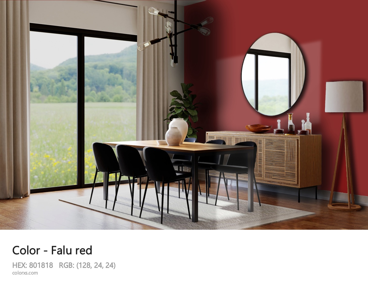 Falu red Color dining room design