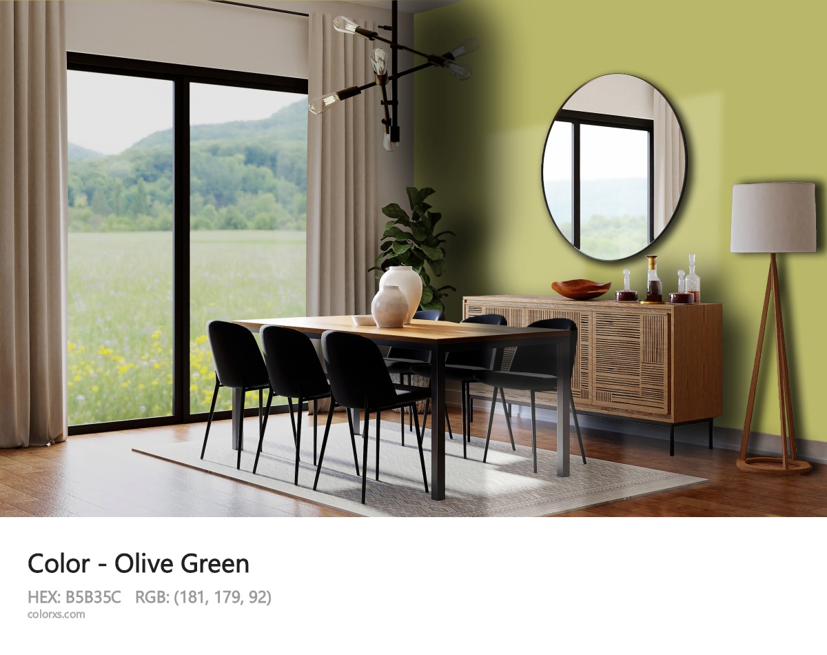 Olive Green Color dining room design