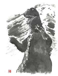 Godzilla 68 sumi-e'