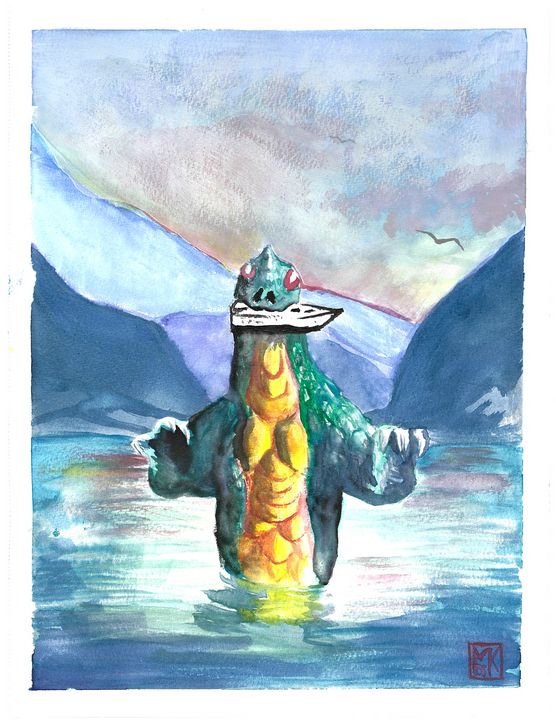 Agon Watercolor - Mike's Kaiju Art Gallery