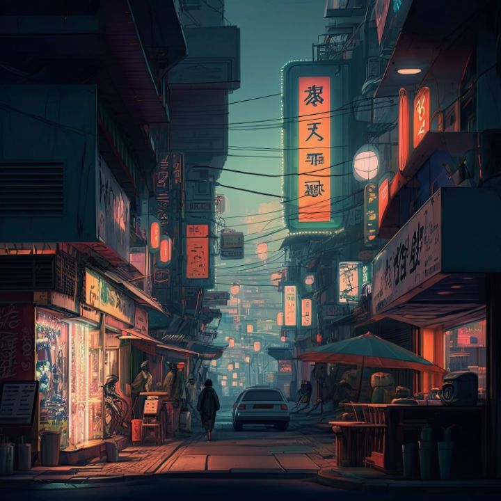 digital art, imaginary japanese city - CreativAity