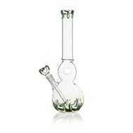 Silver Fumed Glass Ring Bong, Green