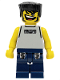 Minifig No: nba048  Name: Basketball Street Player, Light Gray Torso and Dark Blue Legs, Black Flat Top Hair