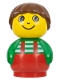 Minifig No: baby010  Name: Primo Figure Boy with Red Base, Green Top with Red Suspenders with White Stripes, Brown Hair (4119395)