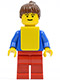 Minifig No: soc050  Name: Soccer Player Womens Team, Brown Ponytail Hair, No Freckles, Yellow Vest