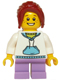 Minifig No: twn209  Name: Child - Girl, White Hoodie with Medium Blue Pocket, Medium Lavender Short Legs, Dark Red Ponytail, Freckles