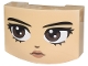 Part No: 5787pb002  Name: Wedge 3 x 4 x 1 1/3 Triple Curved No Studs with Black Eyebrows, Dark Brown Eyes Looking Right, Nose and Copper Lips Pattern (Wednesday Addams Face)