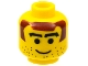 Part No: 3626pb0103  Name: Minifigure, Head Black Thick Blocky Eyebrows, Dark Red Hair and Sideburns, Beard Stubble, Grin Pattern