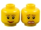 Part No: 3626pb0271  Name: Minifigure, Head Dual Sided Female Reddish Brown Thin Eyebrows, Black Single Eyelashes, Red Lips, Wide Grin / Scared Open Mouth with Teeth Pattern