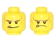 Part No: 3626pb1548  Name: Minifigure, Head Dual Sided Black Eyebrows, White Pupils, Chin Dimple and Cheek Lines, Smile with Tooth / Frown Angry Pattern