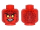 Part No: 3626pb1511  Name: Minifigure, Head Alien Lava Monster with Yellow Eyes, Dark Red Rocks, and Open Mouth with Fangs Pattern