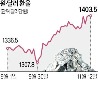 환율 1400원 돌파…2년 만에 최고