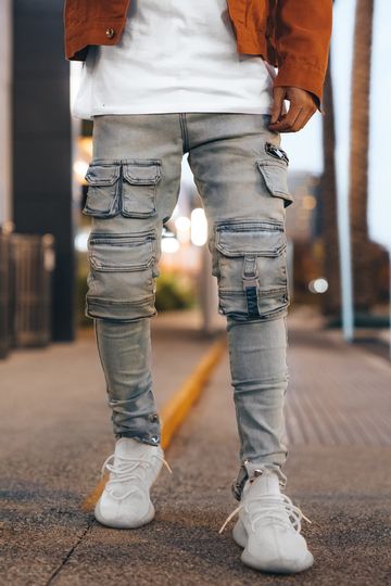 Cargo Jeans V1 in Light Blue