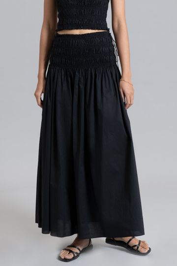 Matteau Shirred Tie Skirt - Black