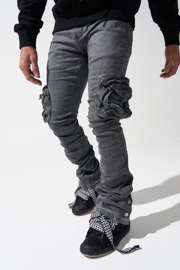 SERENEDE Cement Stacked Jeans (DARK GREY)