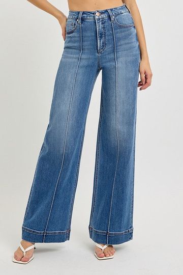 RISEN Dexter High Rise Pintuck Wide Leg Jeans -PREORDER Ships 11.26!