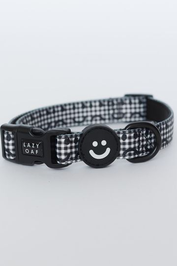 Happy Sad Gingham Dog Collar