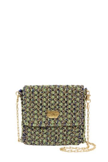 Ramya Metallic Crochet- Navy/Green