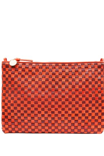 Flat Clutch W/ Tabs- Bright Poppy/Bordeaux