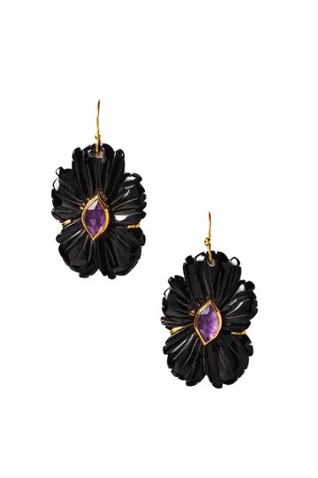 Magnolia Earrings Black Agate