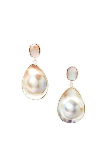 Virginie Drop Earrings Grey Pearl