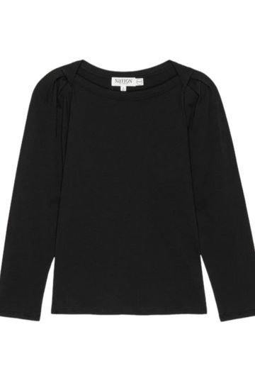 Amelie Envelope Neck Top- Jet Black