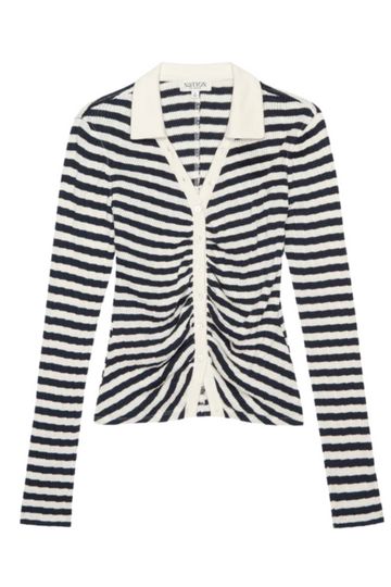 Ami Henley- Pointelle Stripe