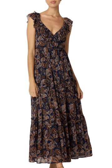 Junie Ankle Dress- Nutmeg Paisley