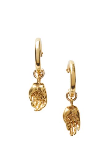 18K GP Hoop Earrings w Hand